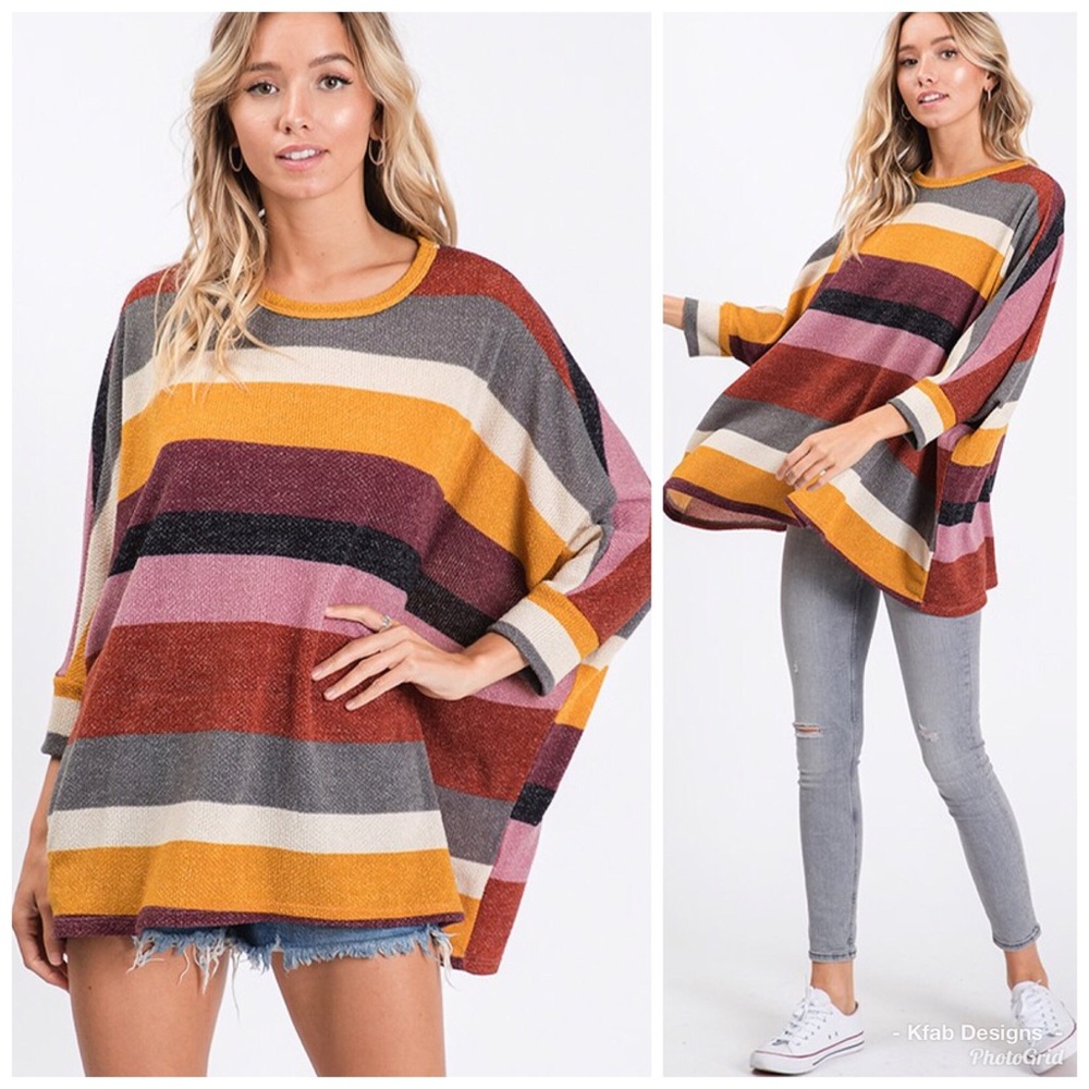 ❤️LAST 1! Brushed Fabric Multi Stripe Tunic! - Picture 3 of 8